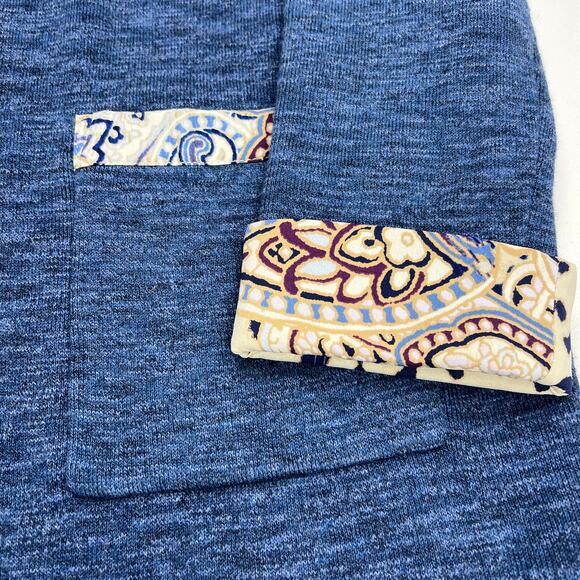 Chico's Heathered Blue Long Cardigan Leopard & Paisley Trim Chico's Size 1 (M/8) - Picture 7 of 14